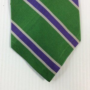 Polo by Ralph Lauran Mens Tie 3.75 in Silk Green Silver Purple Handmade